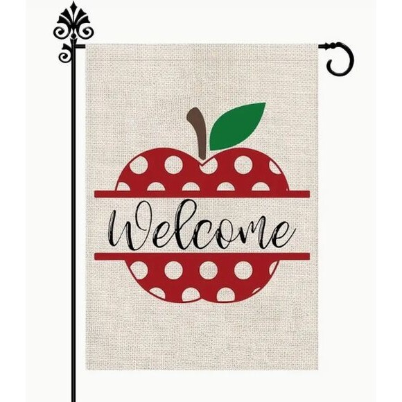 Garden Flag 12x18in Linen Welcome Apple Double sided - Picture 1 of 1